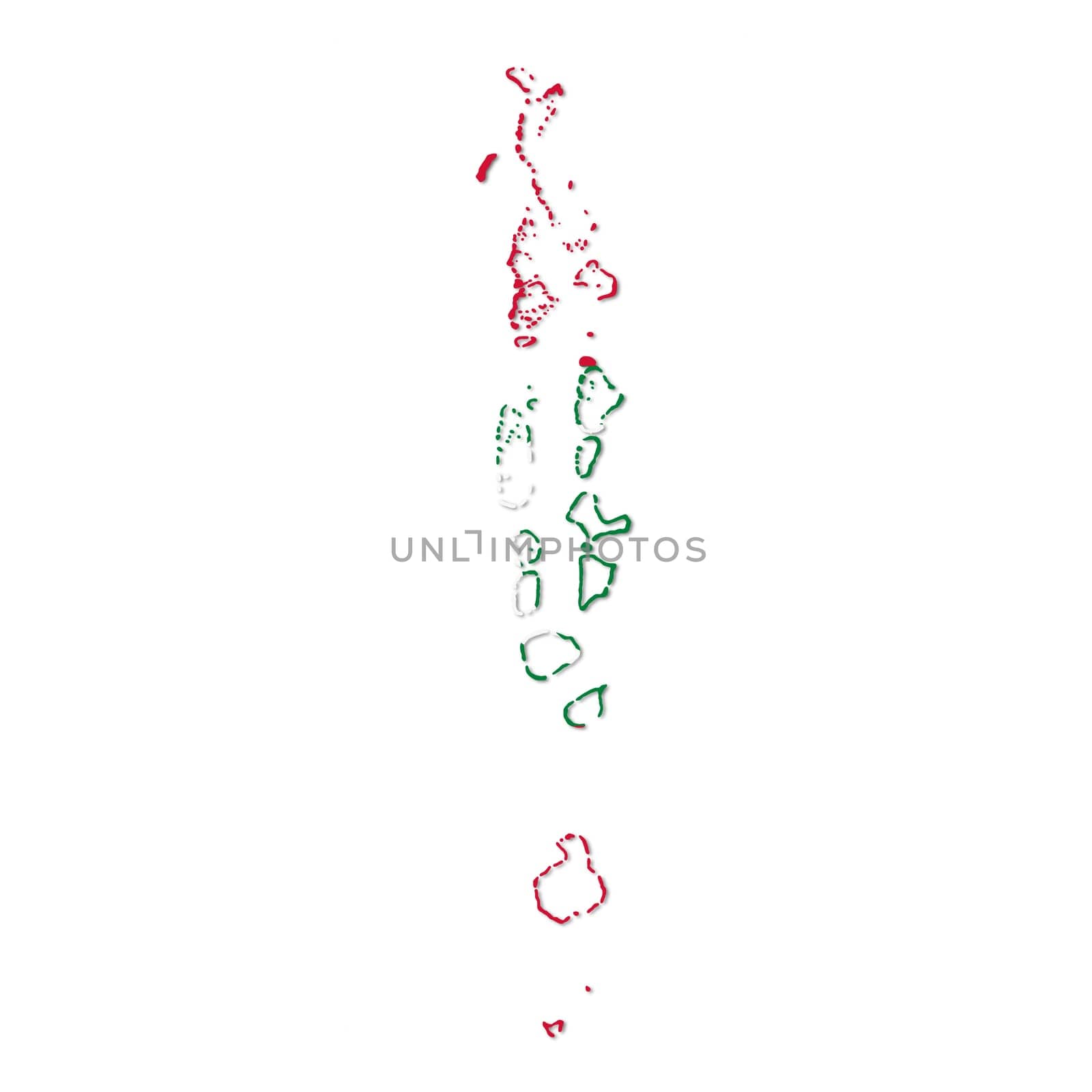 A Maldives flag map on white background with clipping path 3d illustration