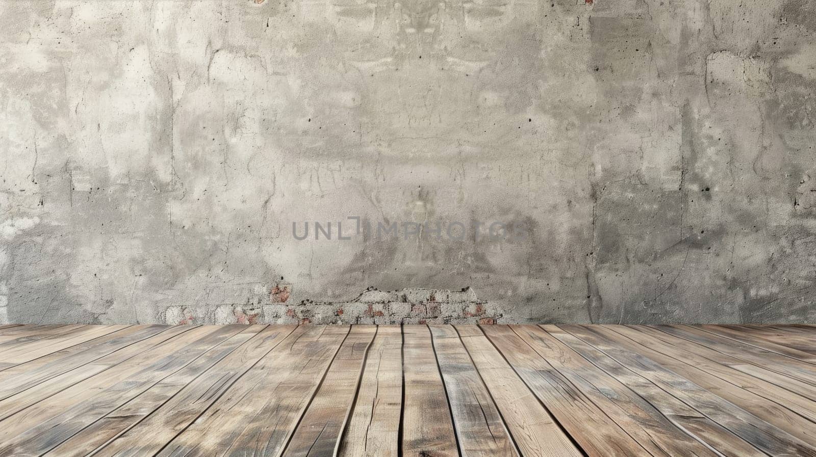Empty grey wall and wooden floor by natali_brill
