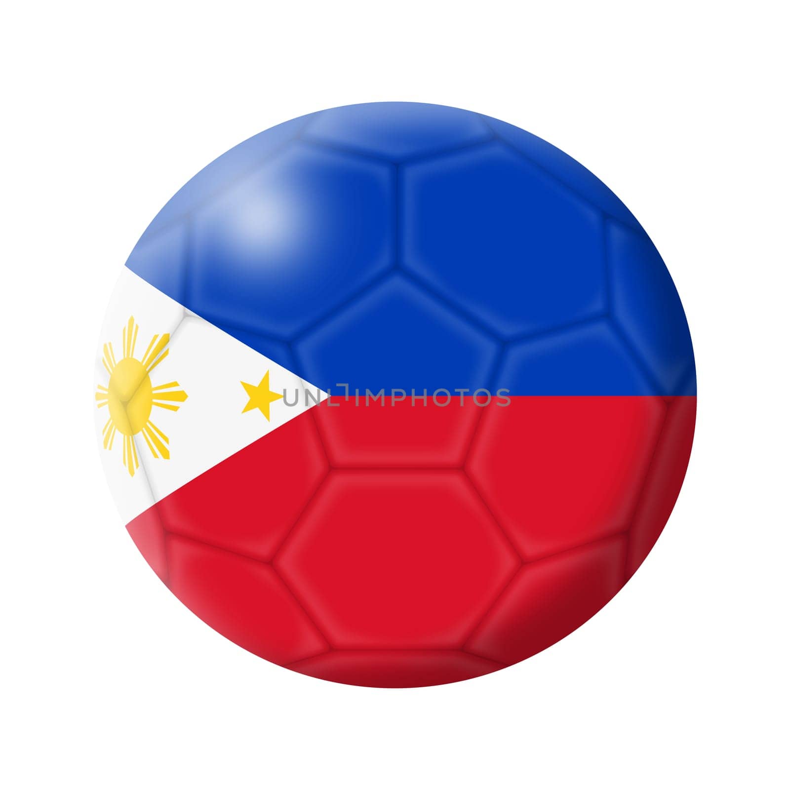 A Philippines soccer ball football 3d illustration isolated on white with clipping path