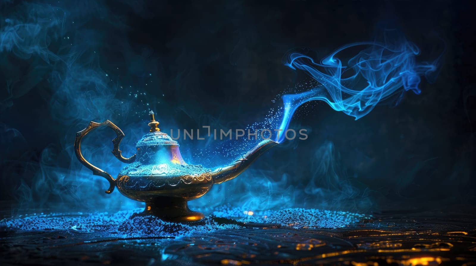 Genie's lamp - the fulfillment of three wishes. Magical glow effect by natali_brill