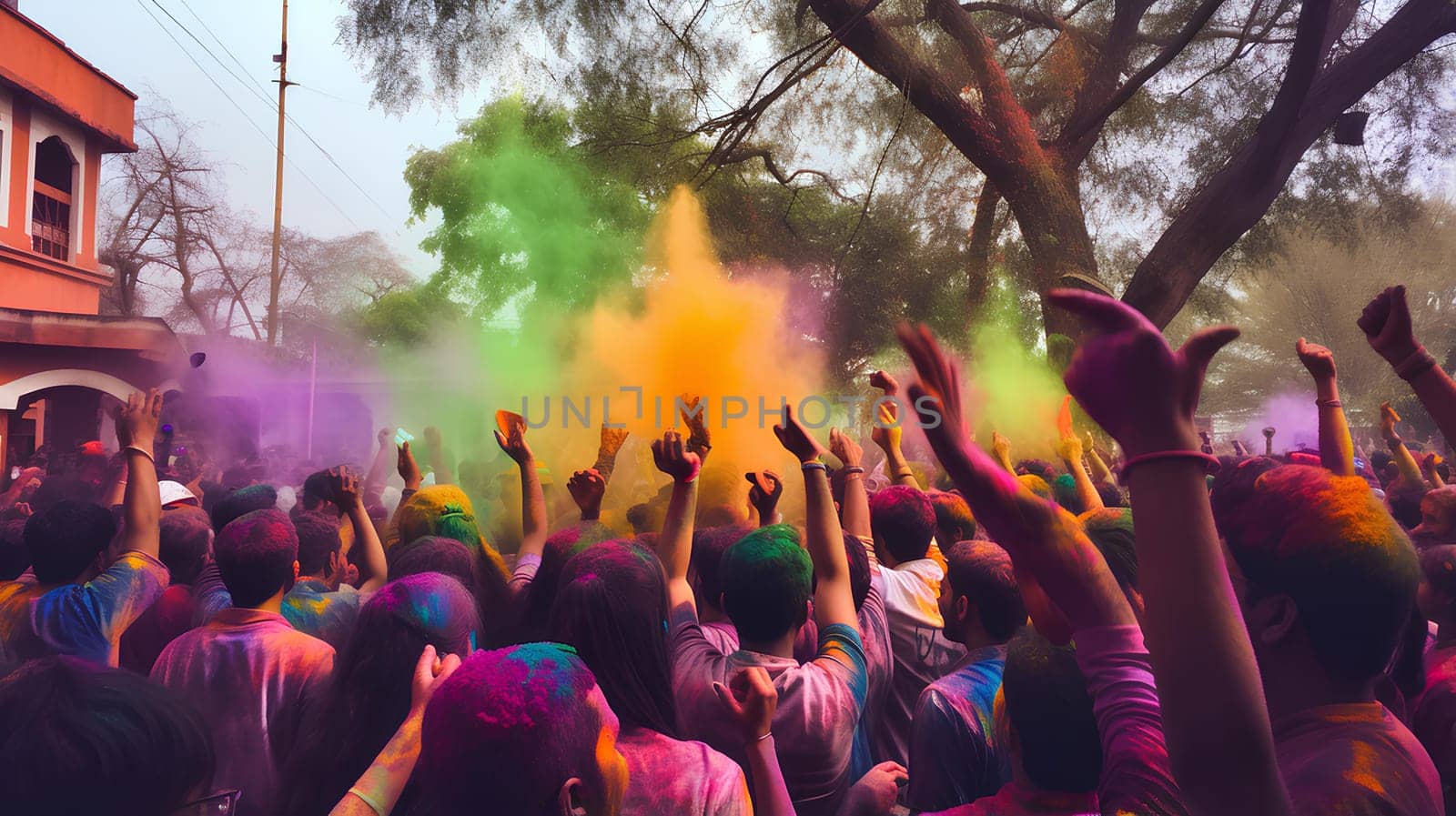 People celebrating the Holi festival of colors by Anny_Sketches
