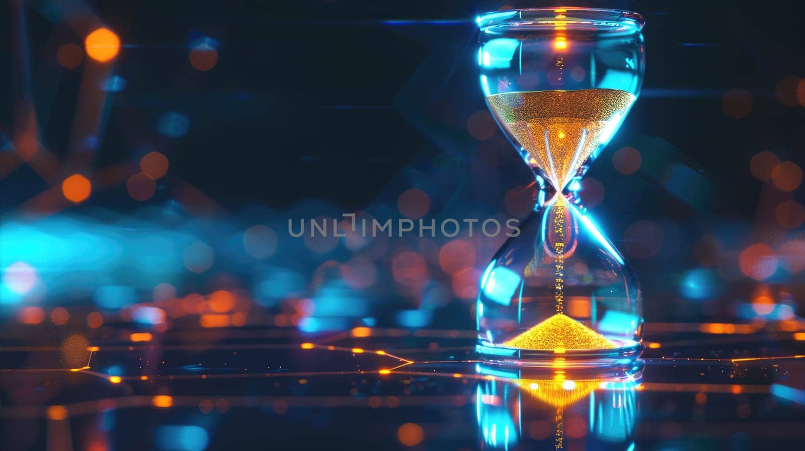 Hourglass of time for managing time and space. Magical glow effect by natali_brill