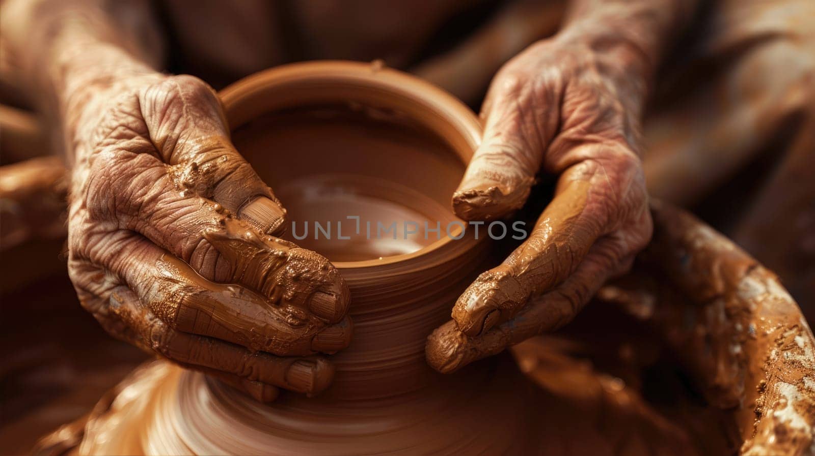 The potter's hands make a clay pot by natali_brill