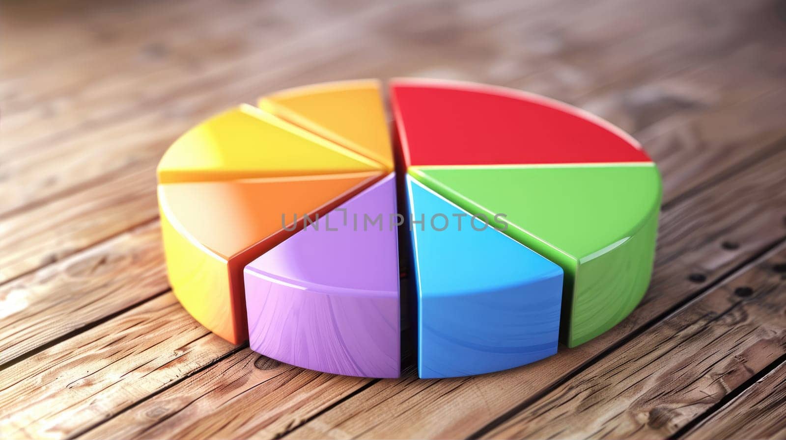 Abstract business pie chart made from colored parts. Business pie chart graphics AI