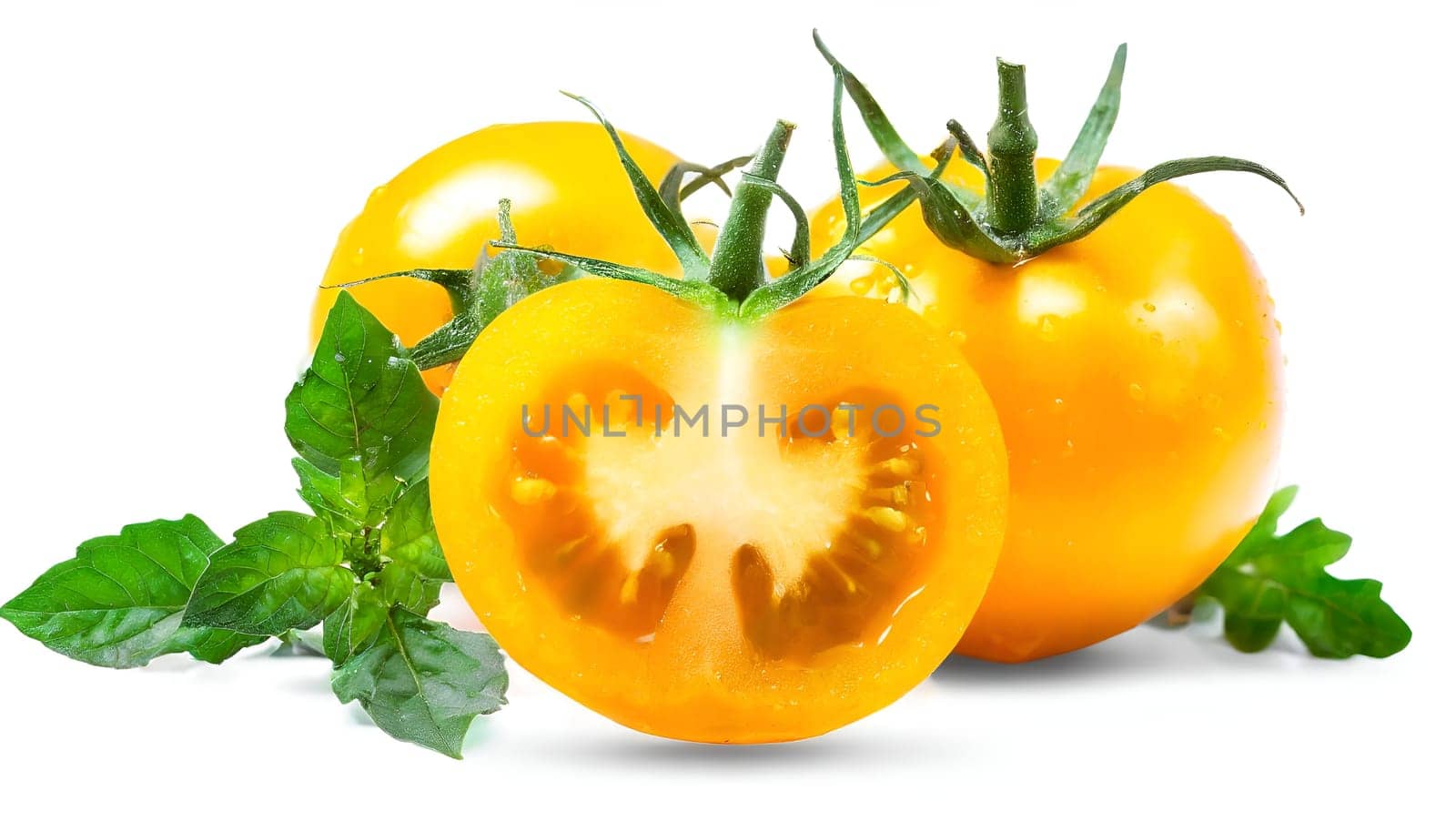Yellow Tomato isolated on a white backdrop by Designlab