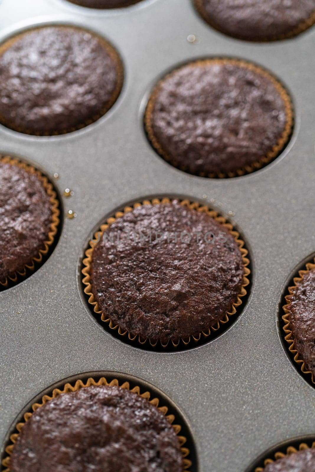 Baking Chocolate Cupcakes with Decadent Chocolate Frosting by arinahabich