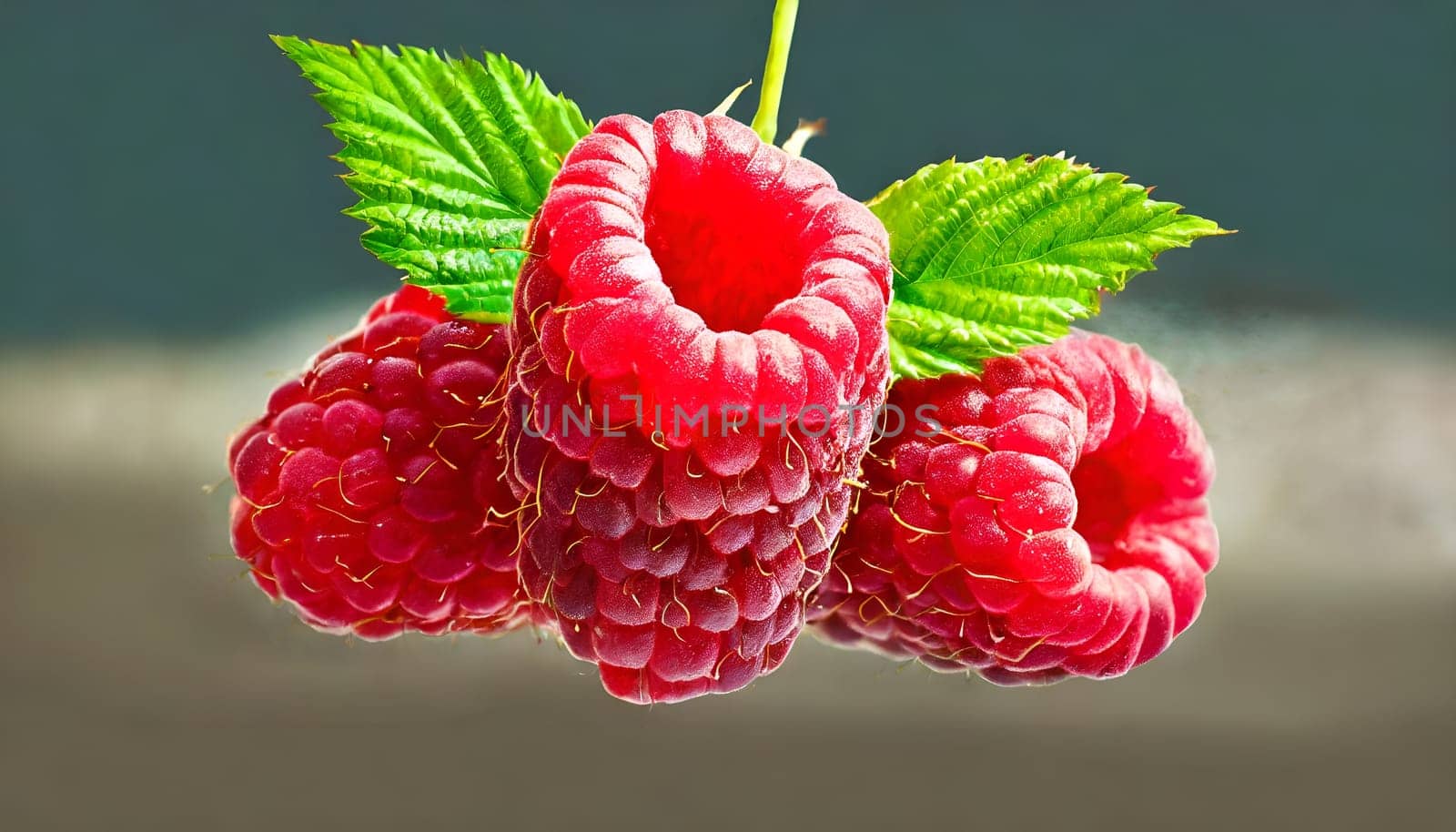 Ripe red raspberry closeup with leaf isolated on a white background. High quality photo