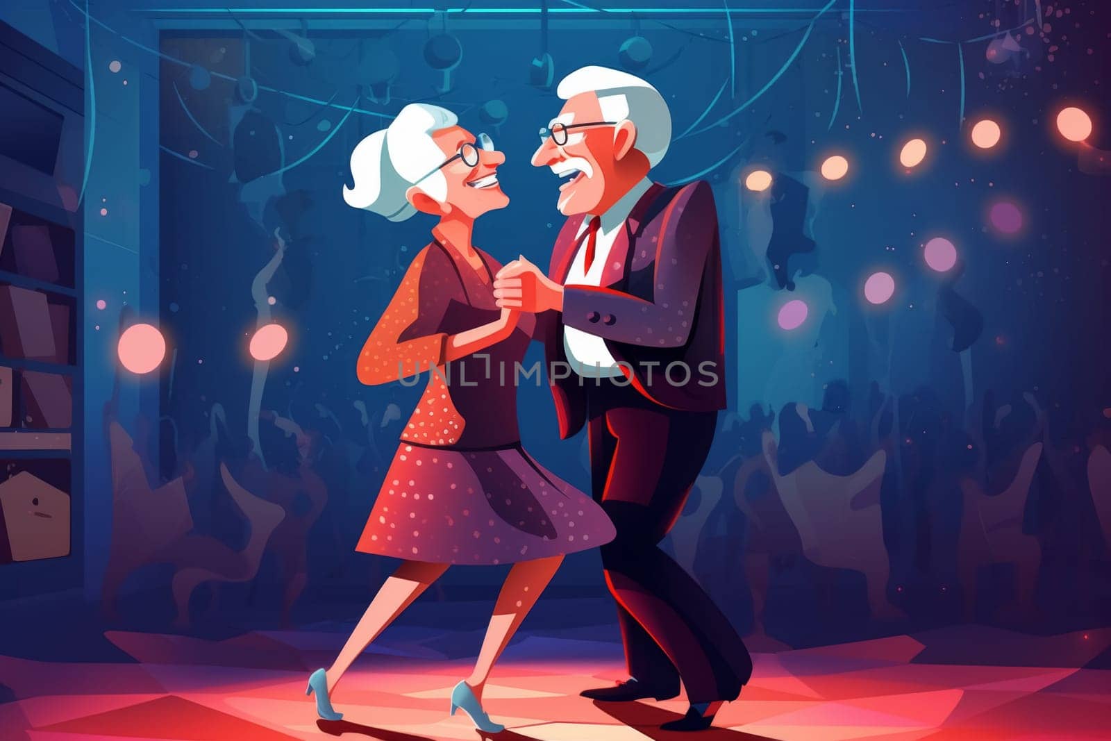 Joyful Senior Couple Dancing at a Party by andreyz