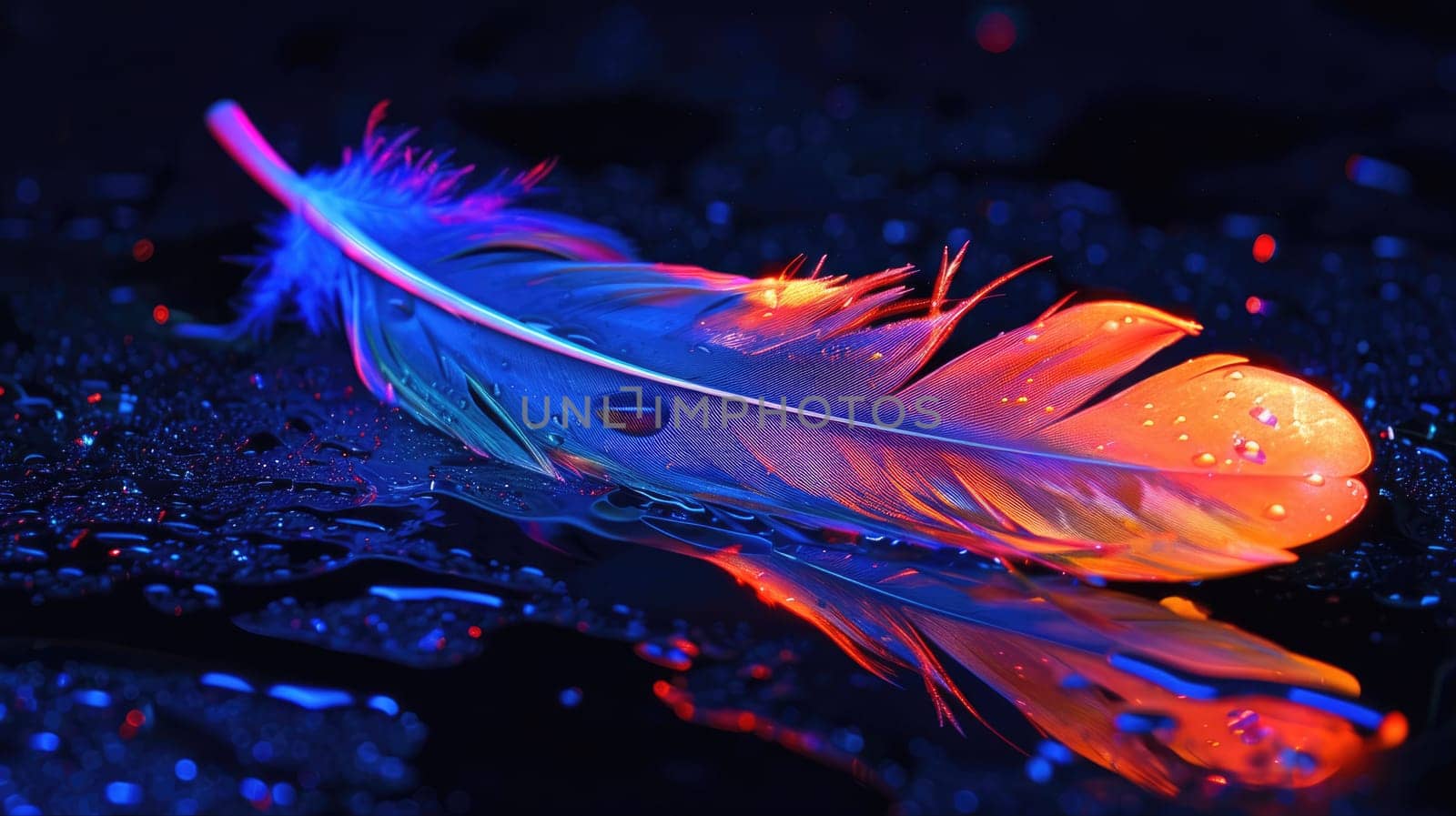 Magical griffin feather with magical glow effect AI