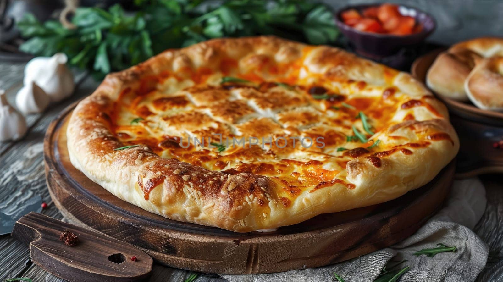 Khachapuri with cheese. Traditional dish of Georgia by natali_brill