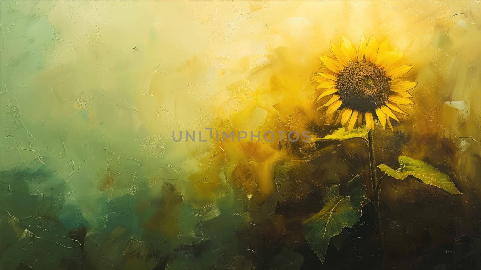 Bright oil painting of a sunflower AI