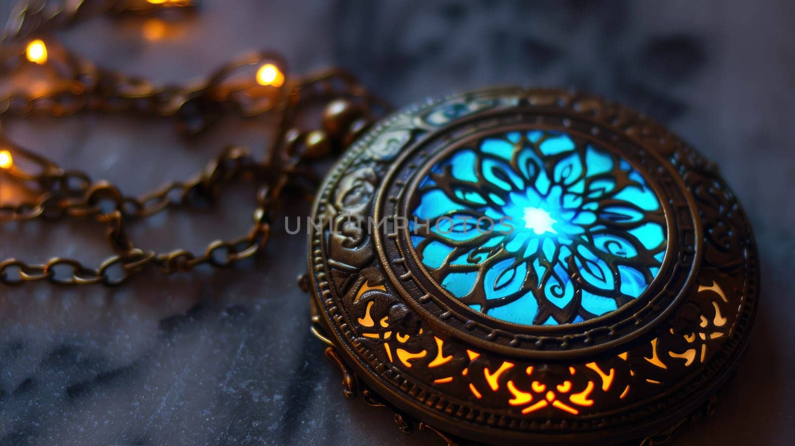 The amulet for protection against dark forces and negativity. Magical glow effect AI