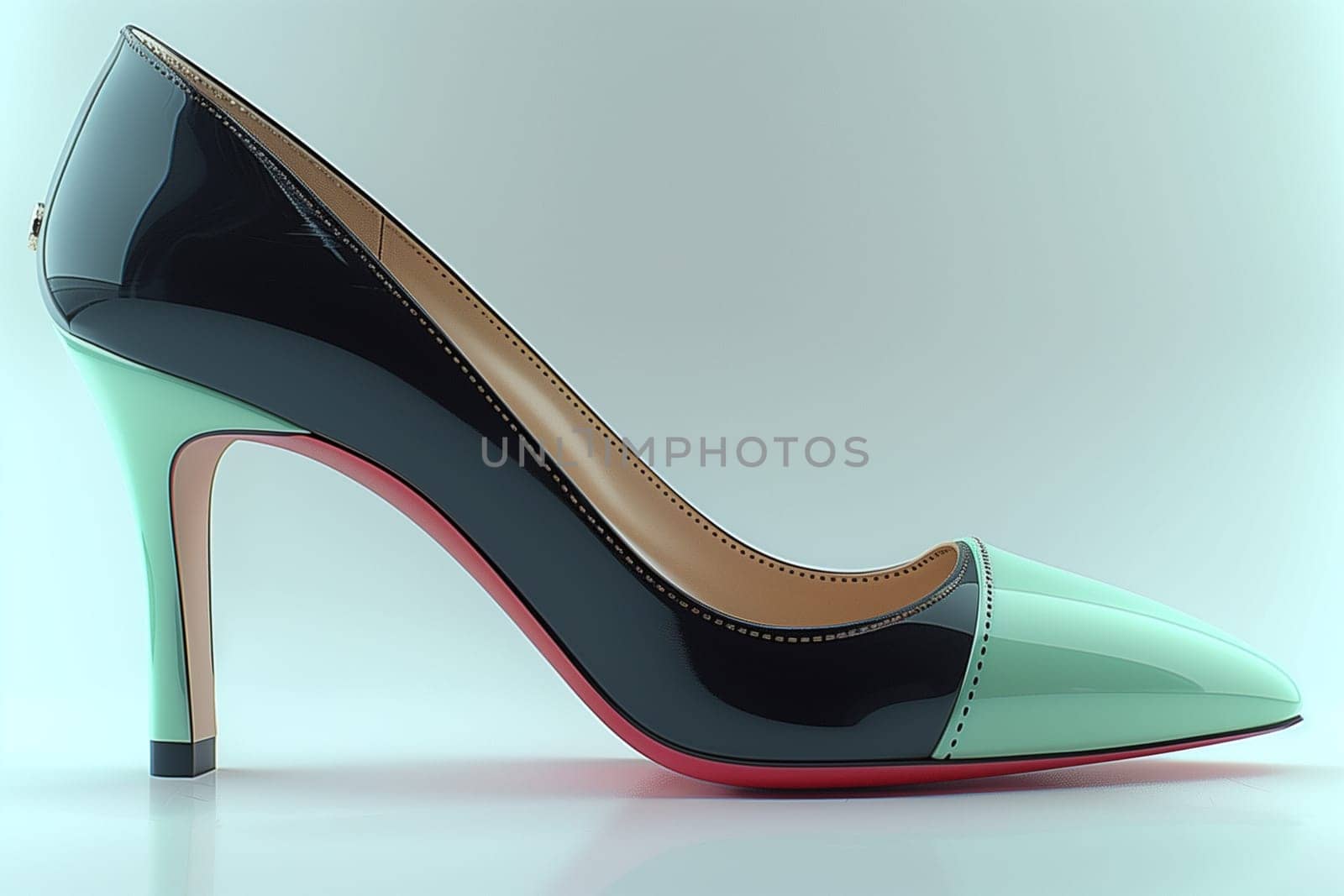 Green and Black High Heeled Shoe on White Surface by Sd28DimoN_1976