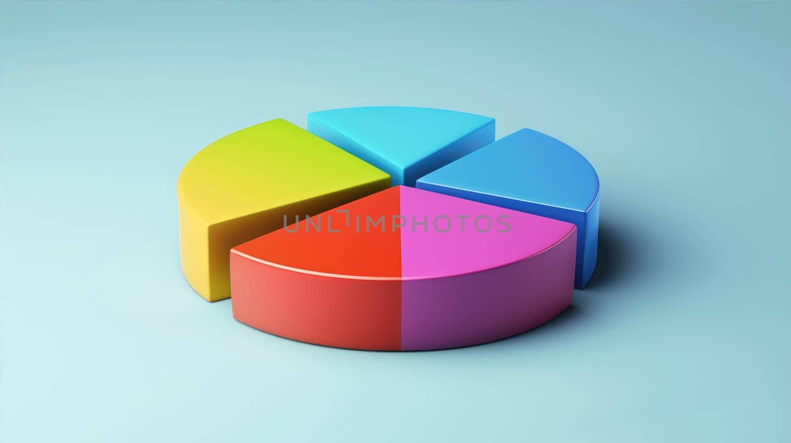 Abstract business pie chart made from colored parts. Business pie chart graphics AI