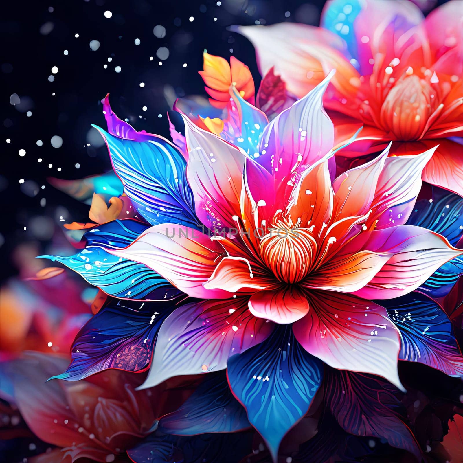 Beautiful lotus flower blooming against dark background. Lotus is symbol of purity, beauty, spiritual enlightenment in many cultures. For interior, commercial spaces to create stylish atmosphere
