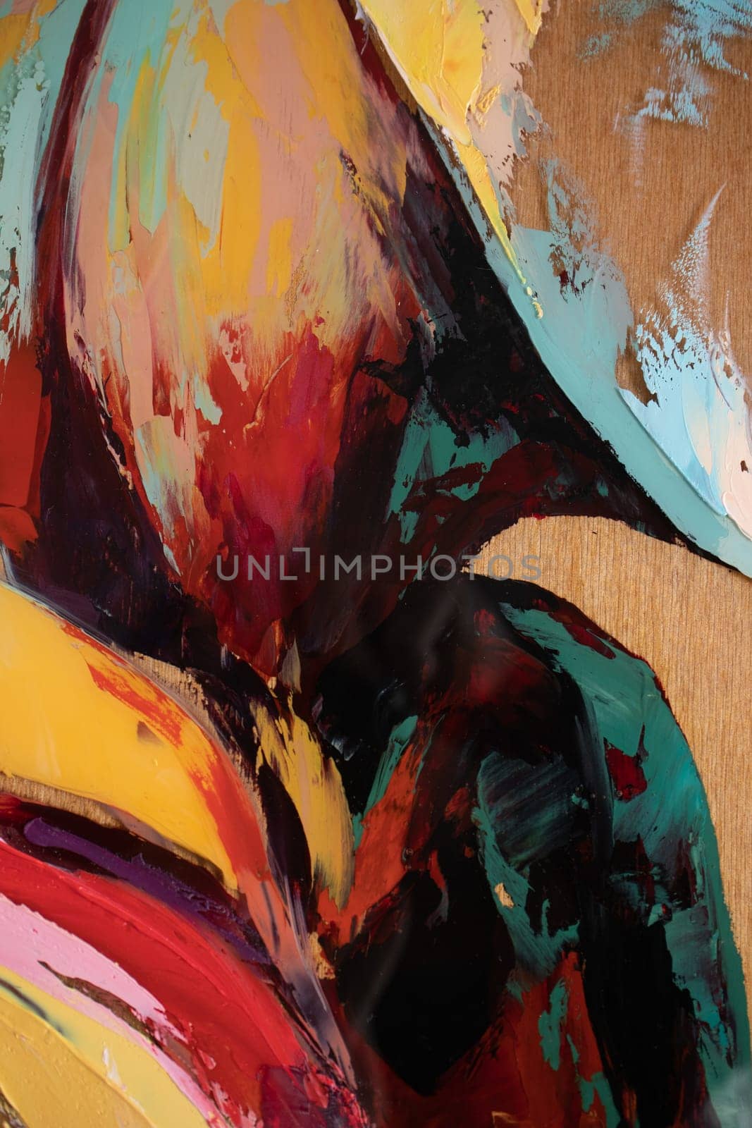 Fragment of multicolored texture painting. Abstract art background. oil on canvas. by MariDein