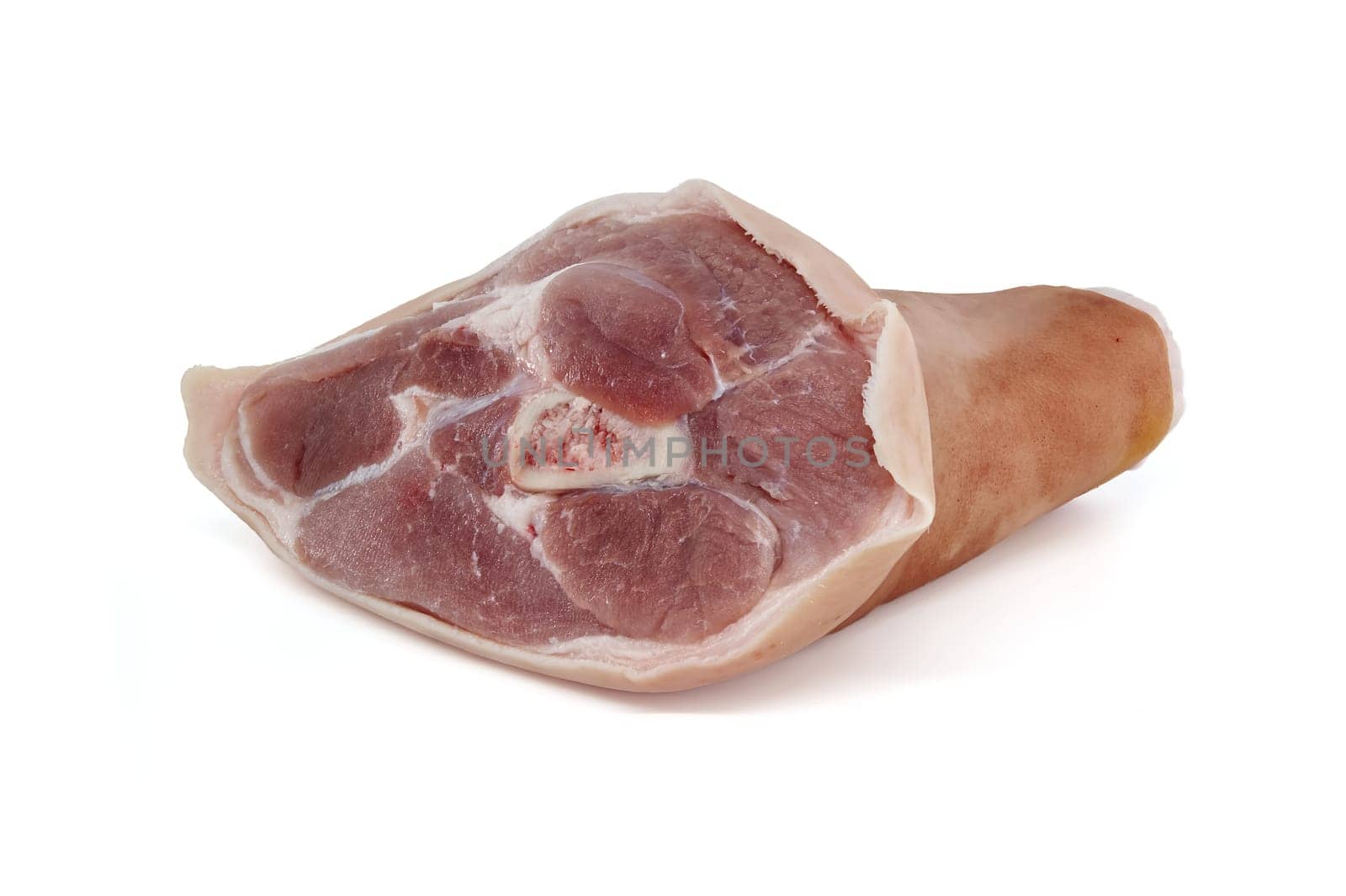 Fresh raw pork shank isolated on white background