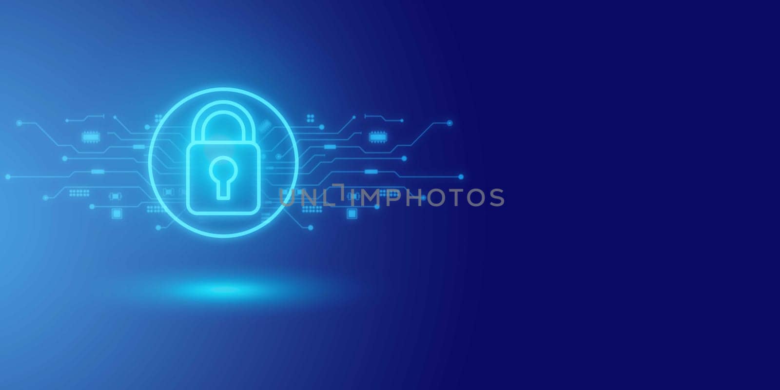 Futuristic blue shield ethics and Security abstract technology background. Artificial intelligence digital transformation and Business quantum internet network communication and Antivirus.