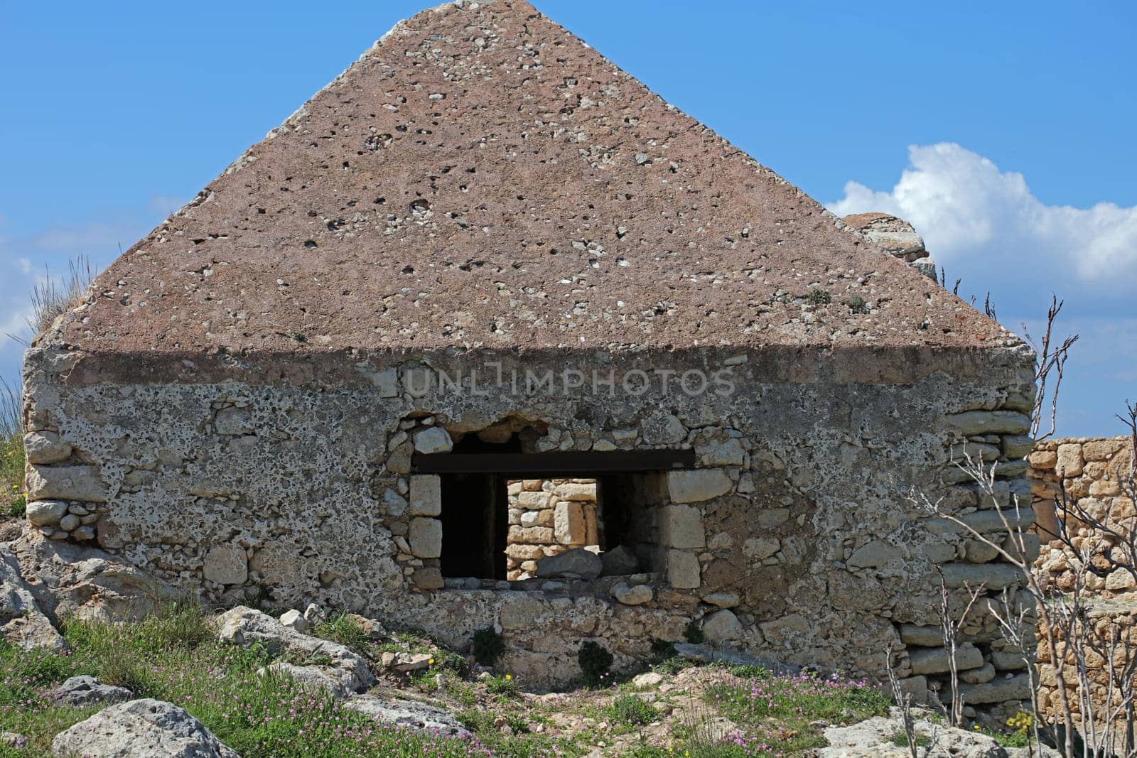 Fortezza fortress castle in Crete island holidays exploring the old ancient stone city monuments close up summer background carnival season high quality big size printings