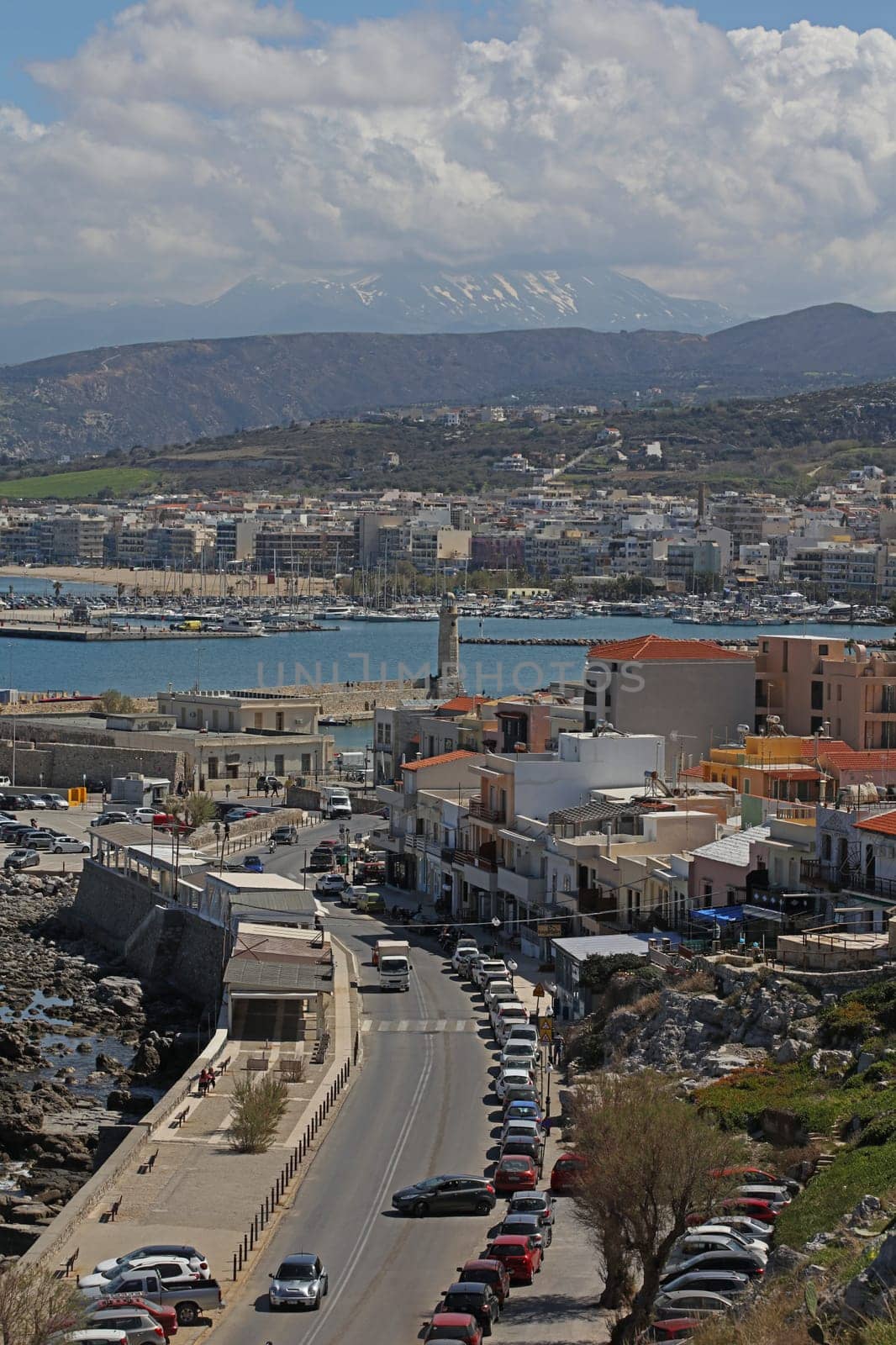 Fortezza fortress castle in Crete island holidays exploring the old ancient stone city monuments close up summer background carnival season high quality big size printings