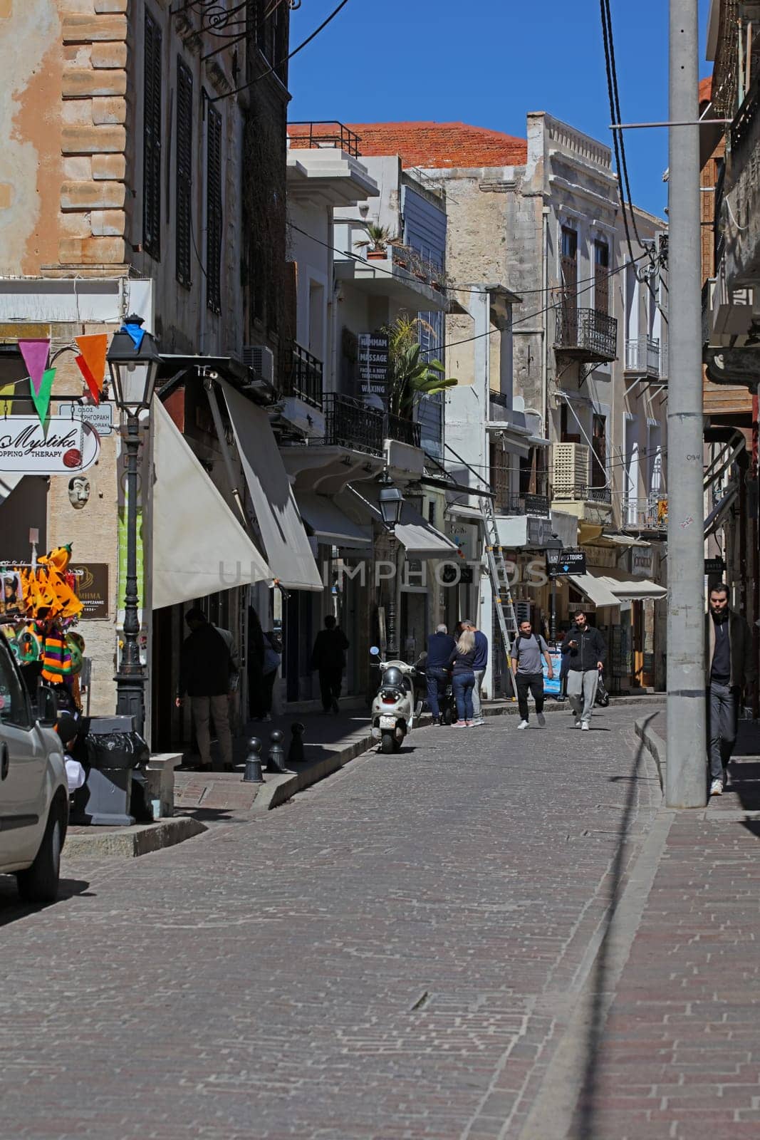 Rethimnon, Greece, Friday 15 March 2024 Crete island holidays exploring the old ancient stone city close up summer background carnival season high quality big size printings