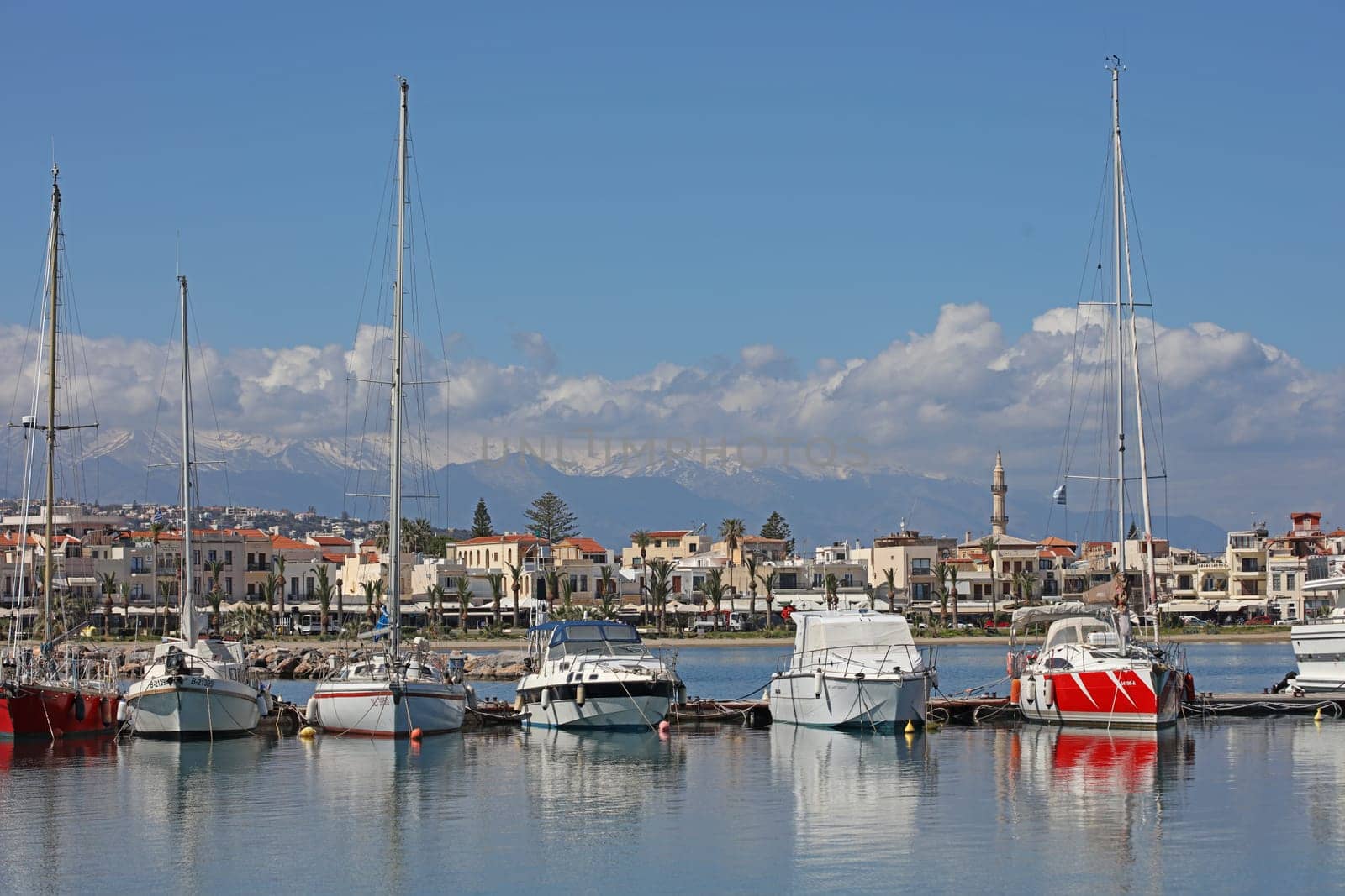 Rethimno, Greece, Friday 15 March 2024 Crete island holidays exploring the city port riviera luxury yachts close up summer background carnival season high quality big size prints