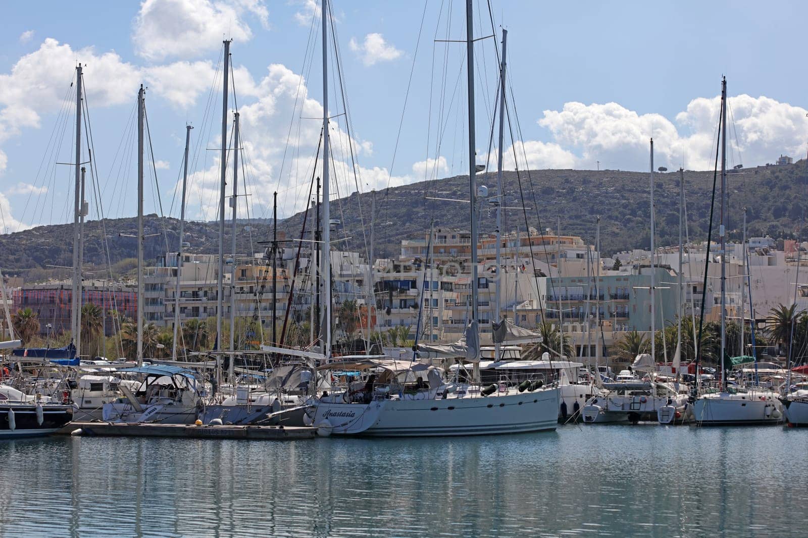 Rethimno, Greece, Friday 15 March 2024 Crete island holidays exploring the city port riviera luxury yachts close up summer background carnival season high quality big size prints
