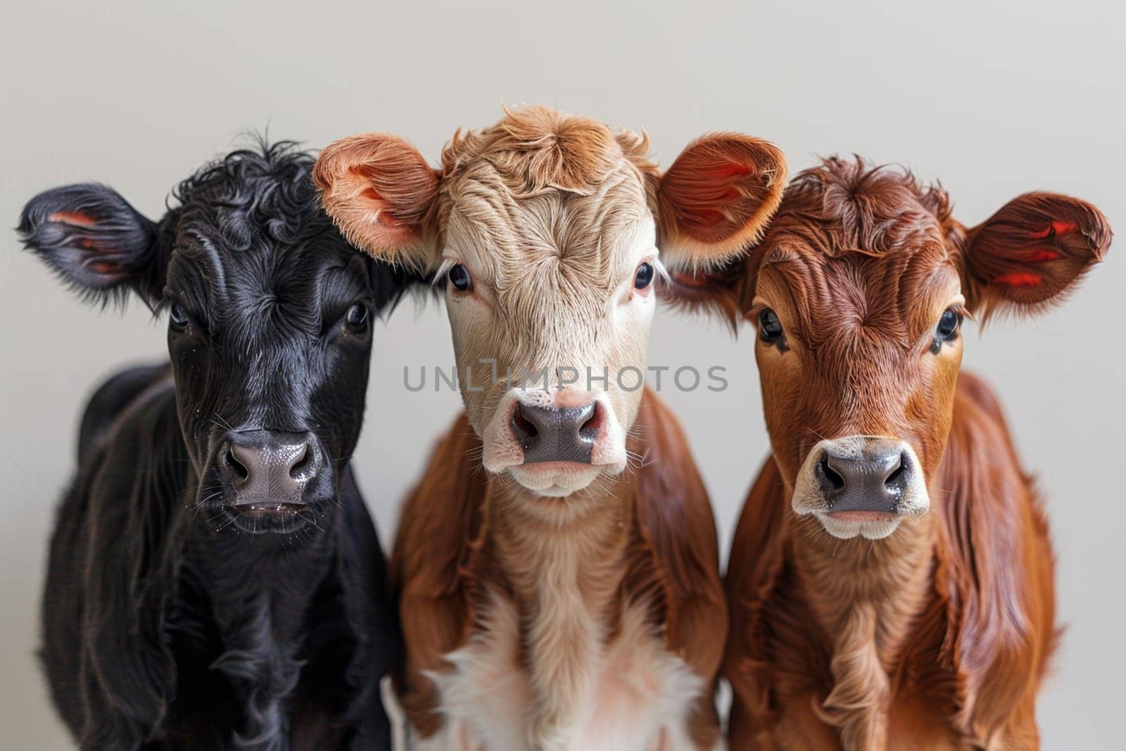 Three cows on a white background.