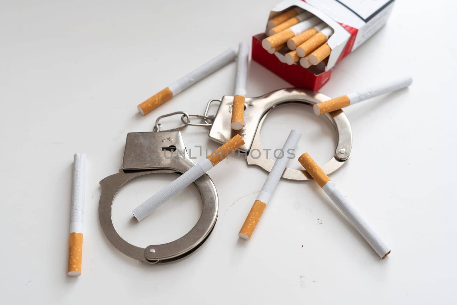 Cigarette tobacco nicotine habit - Stop smoking, isolated on white background. High quality photo