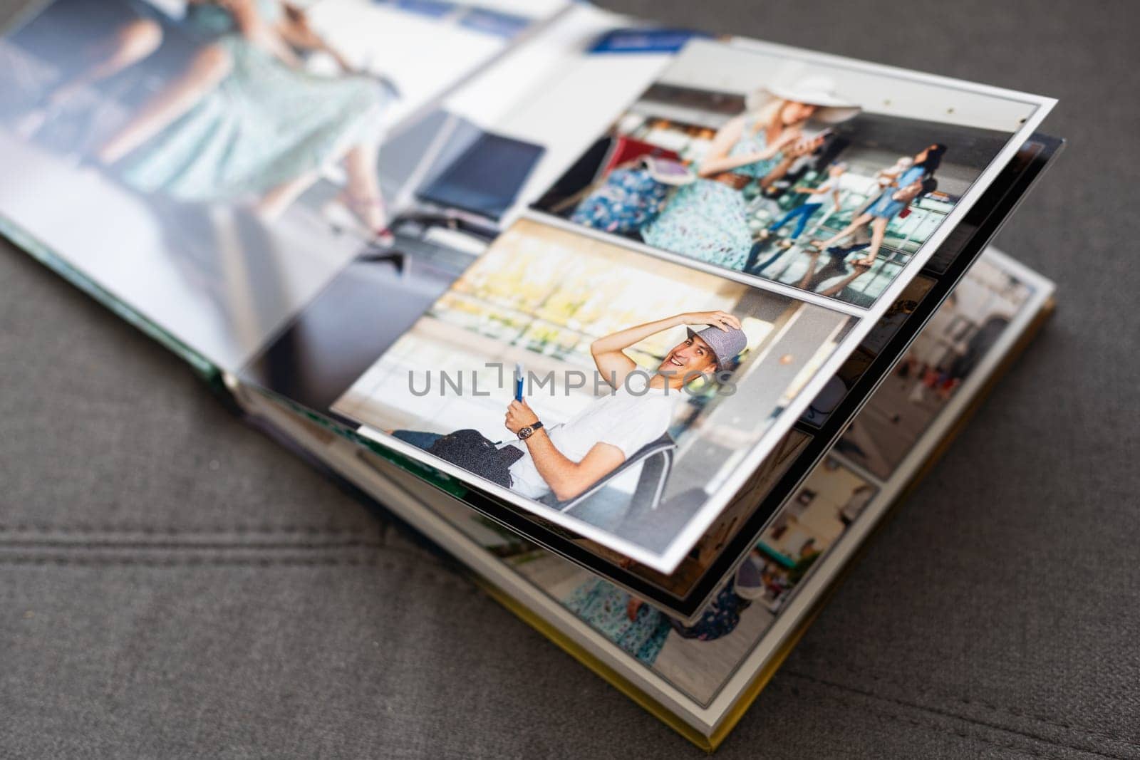 the pages of the photobook from photo shoots of a a beautiful happy couple in the garden. grainy paper texture. photo design in the album. Memory. Designer. white background . High quality photo