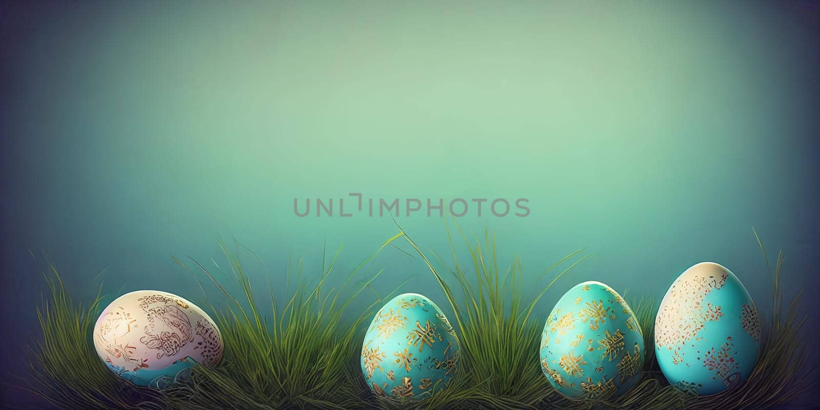 An Easter-themed illustration featuring a light blue vintage background by GoodOlga