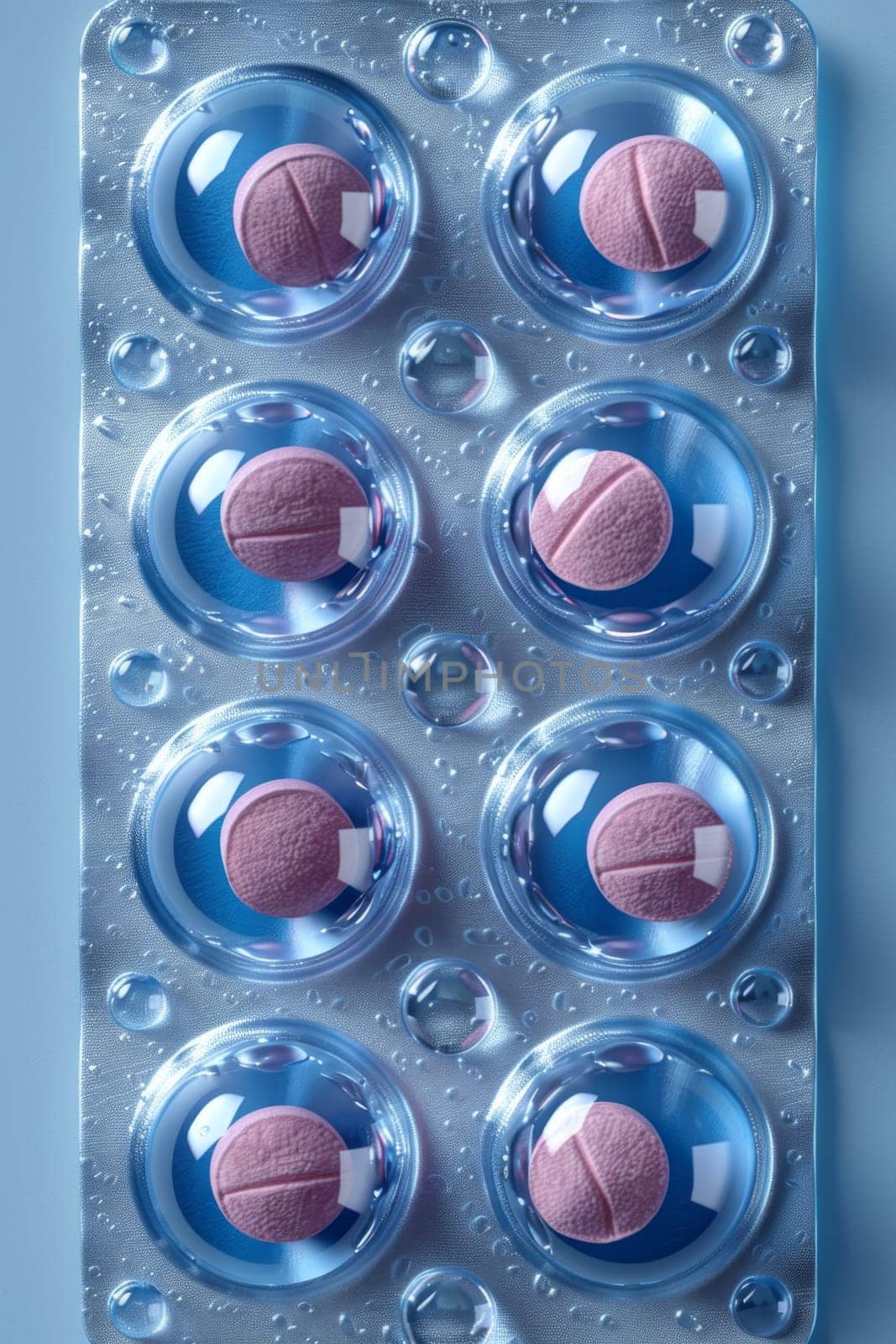 tablets in a blister pack on a blue background , medicines. Packages with vitamins by Lobachad