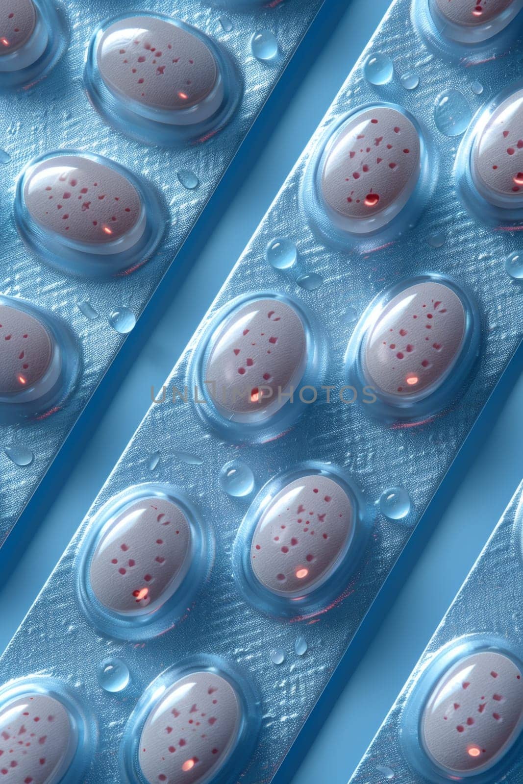 tablets in a blister pack on a blue background , medicines. Packages with vitamins by Lobachad