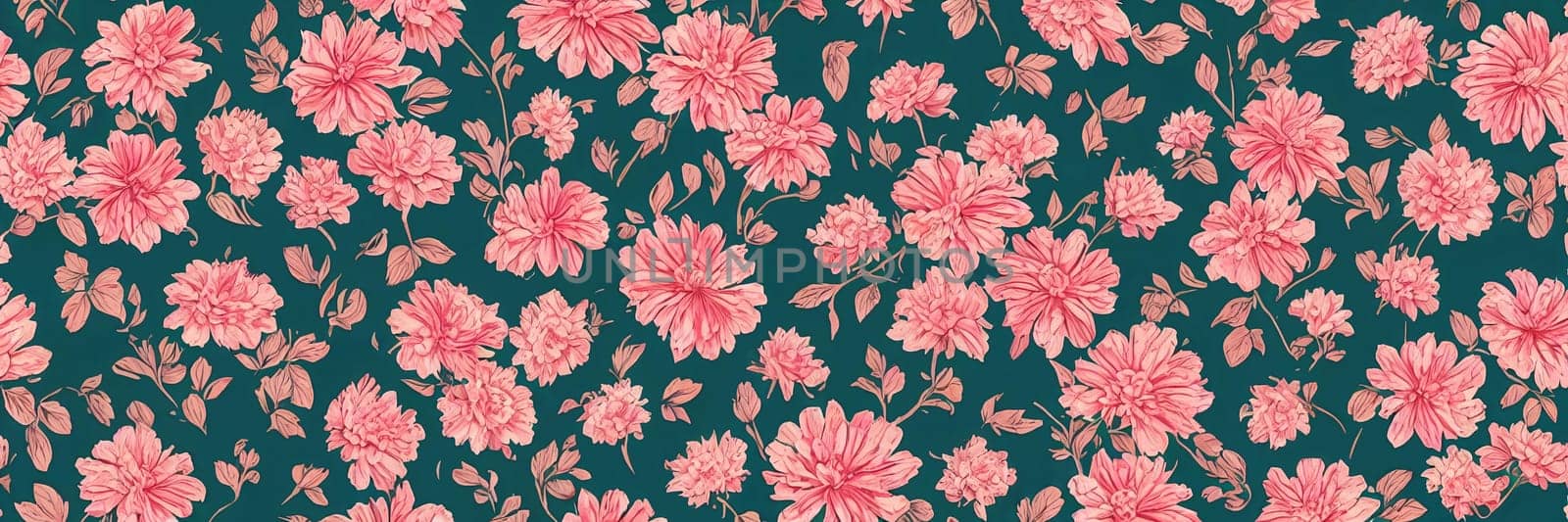 An intricate vintage floral background filled with delicate blooms and foliage. by GoodOlga