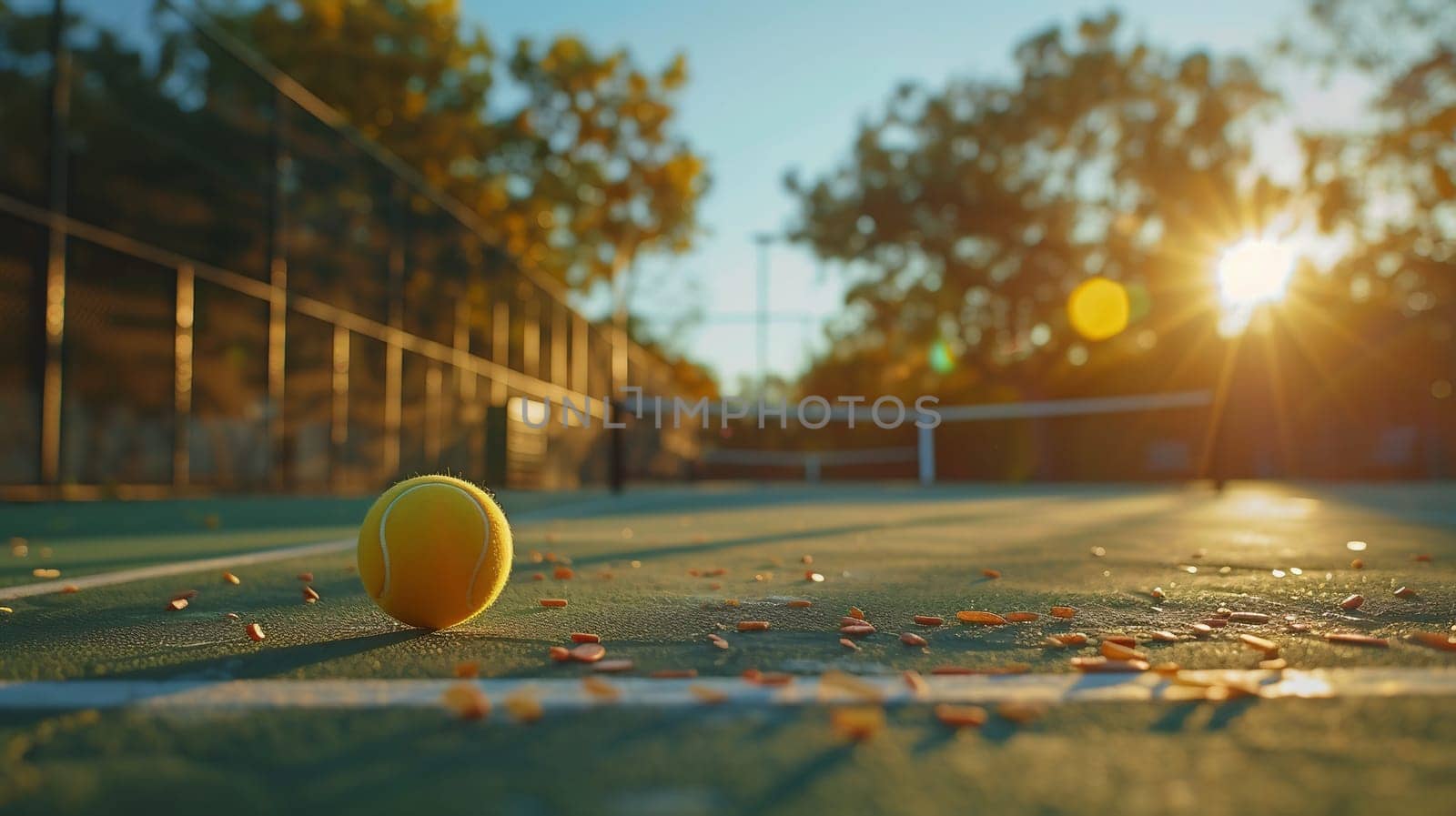 tennis ball on a tennis court. High quality photo