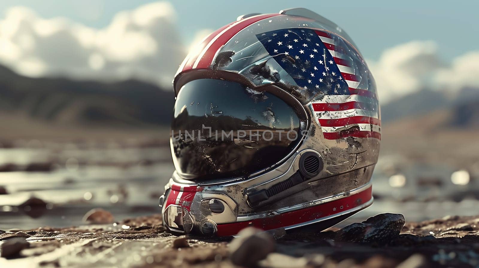 front view of matte black full face helmet and space for text by Andelov13