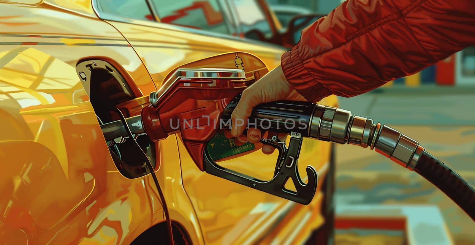 Car refueling on a petrol station. by Andelov13