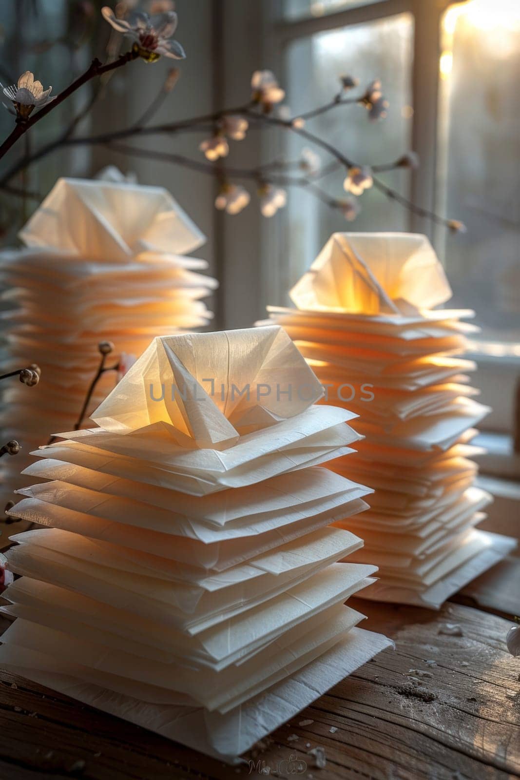 A stack of parcels on the table to be sent. The concept of delivery by Lobachad