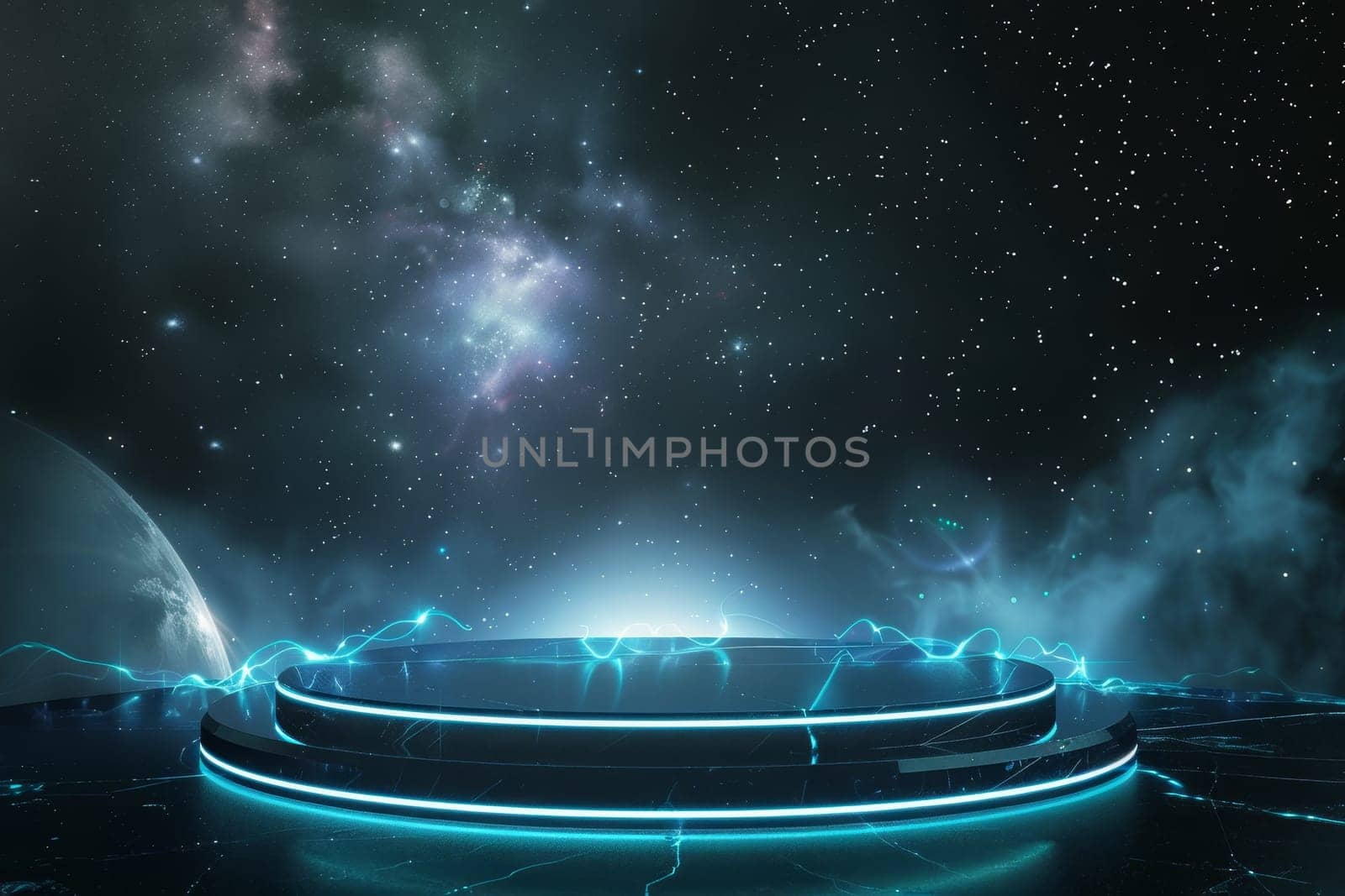 Abstract circle neon background. HUD futuristic technology.