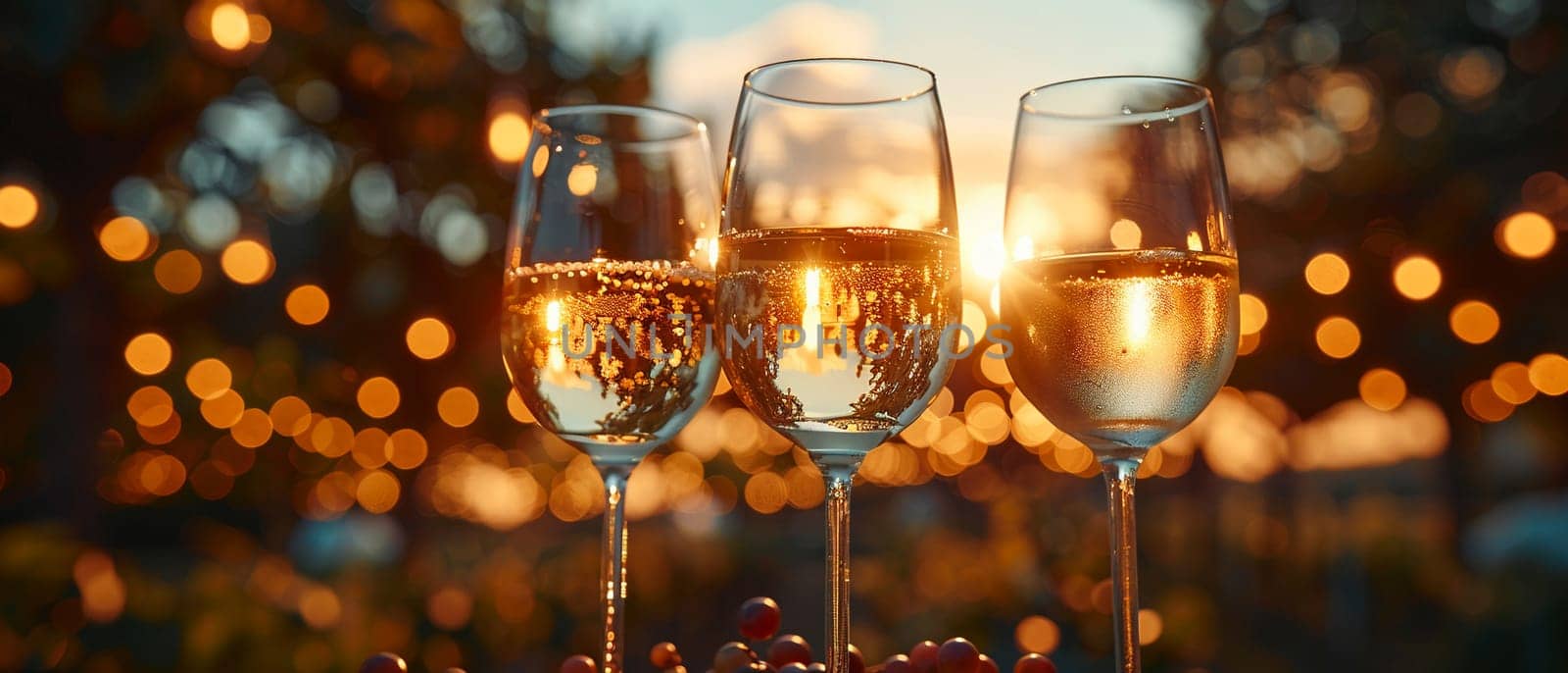 Sophisticated Wine Tasting Event with a Blur of Toasting Glasses, The clinking of glasses in a hazy vineyard setting evokes a sense of celebration.