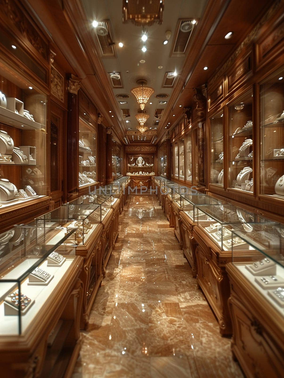 Upmarket Jewelry Store with Precious Gems in Elegant Disarray by Benzoix