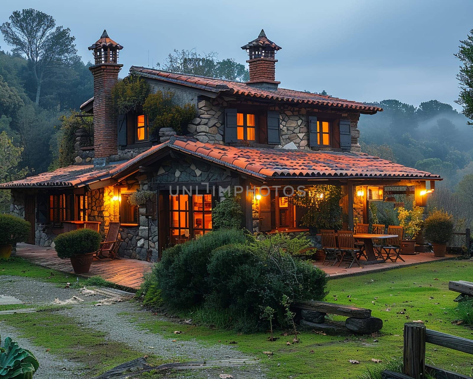 Rustic Bed and Breakfast Awaiting Guests in the Countryside by Benzoix