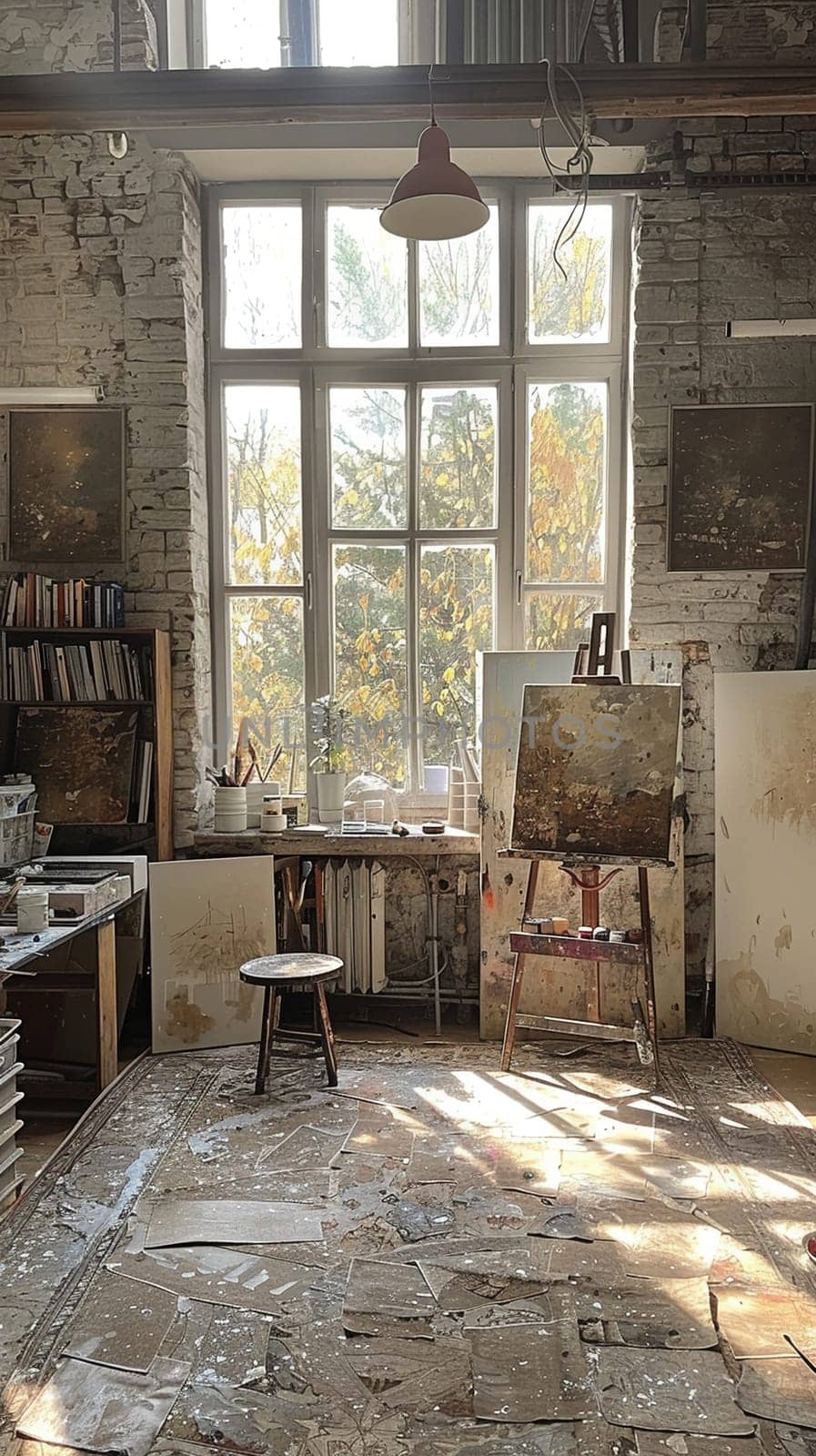 Secluded Artists Studio with Canvases and Paints by Benzoix