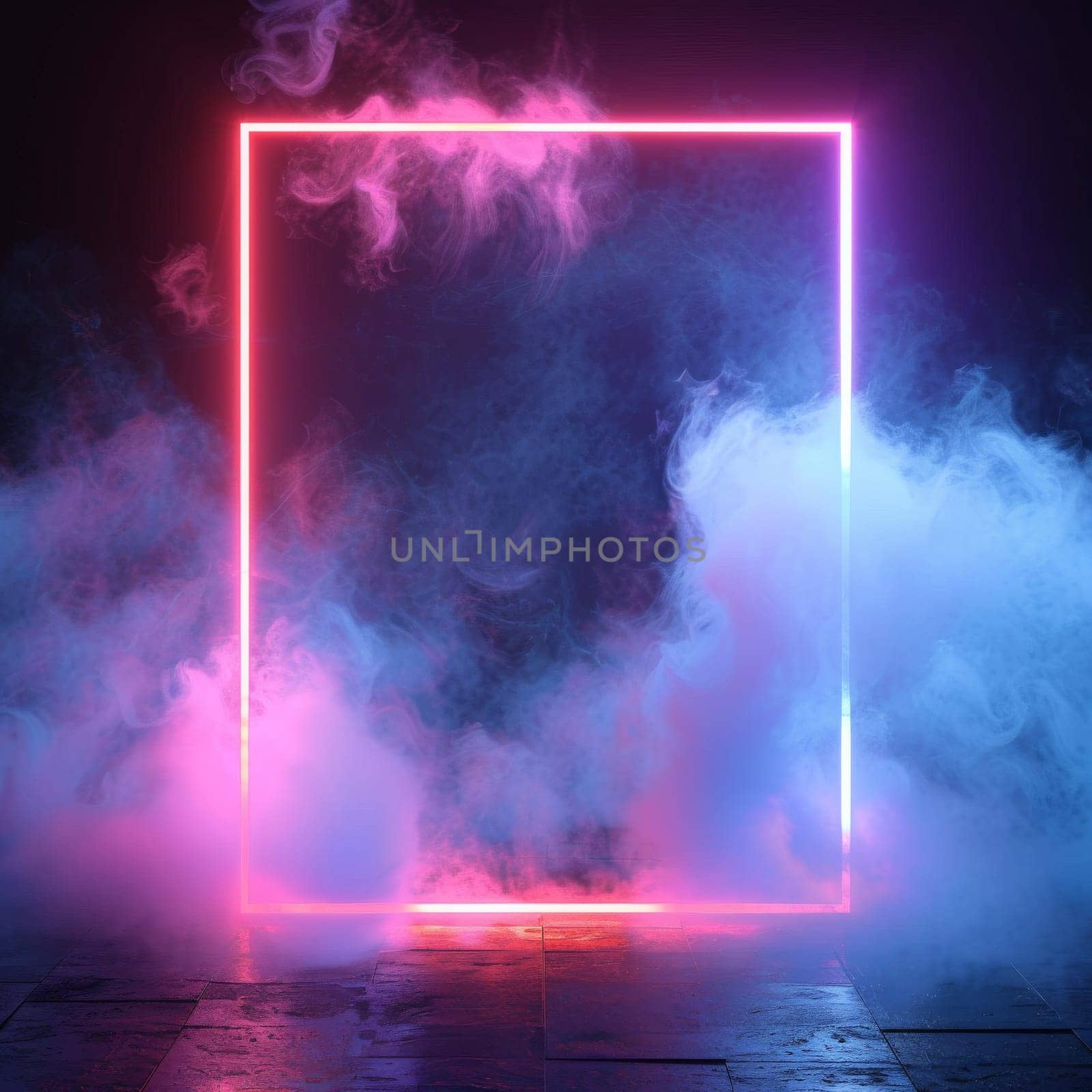 Abstract square neon background. futuristic technology by itchaznong