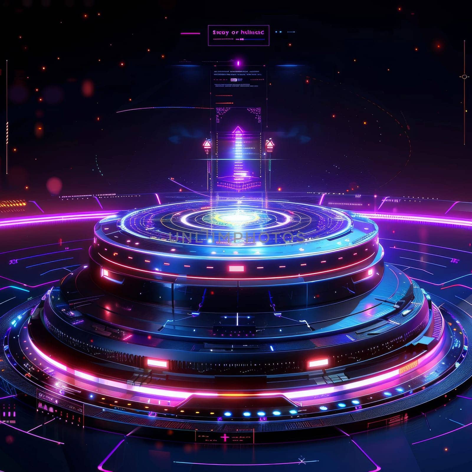 Abstract circle neon background. HUD futuristic technology by itchaznong