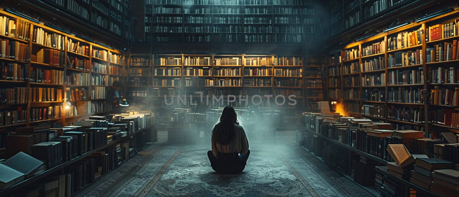 Historic Library with Students Lost in Study and Thought by Benzoix
