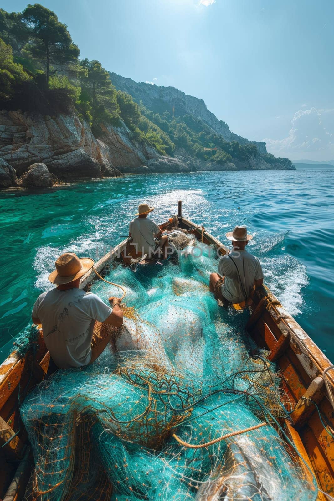 Fishermen fish with nets on an industrial scale. Fishing in the North Sea.