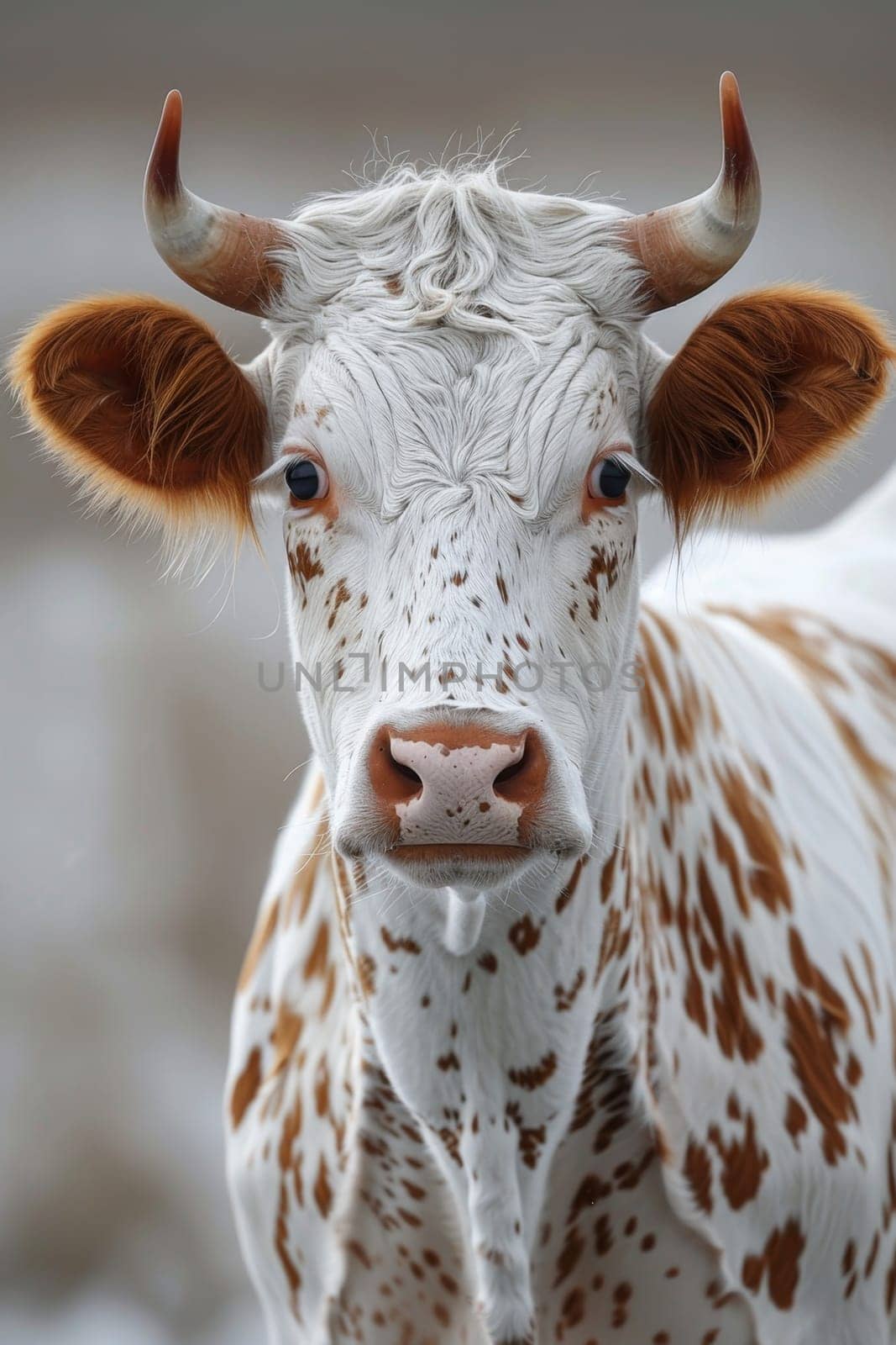 Portrait of a cow looking at the camera by Lobachad