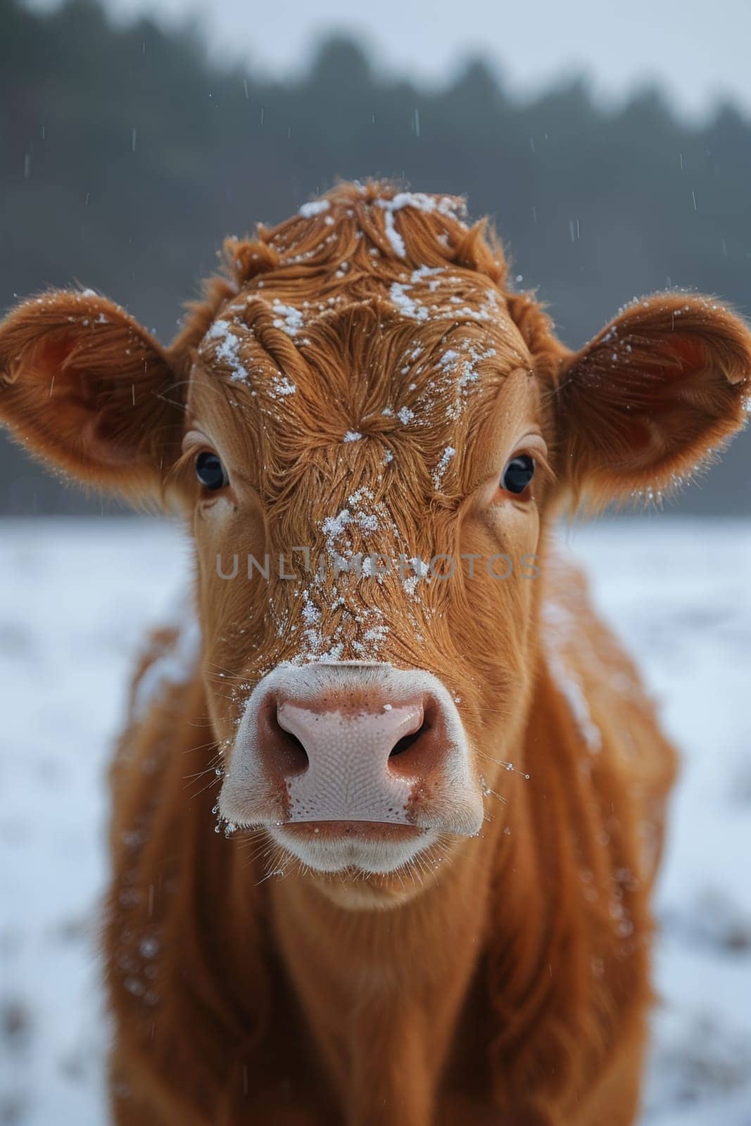 Portrait of a cow looking at the camera by Lobachad