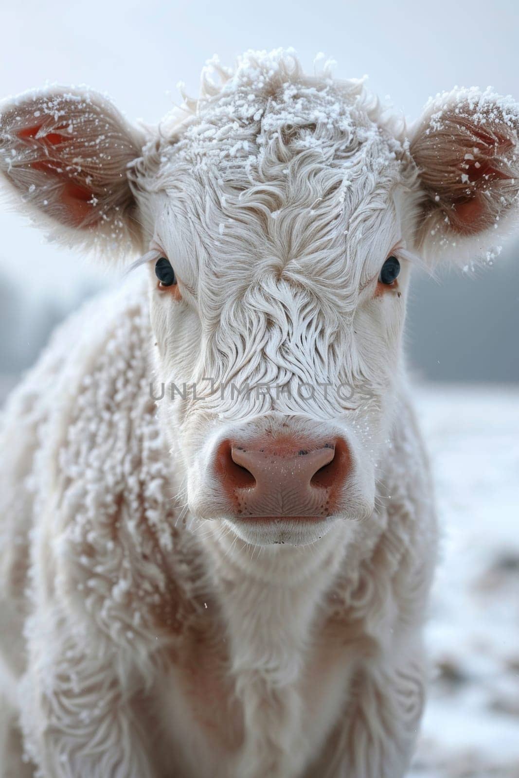 Portrait of a cow looking at the camera by Lobachad